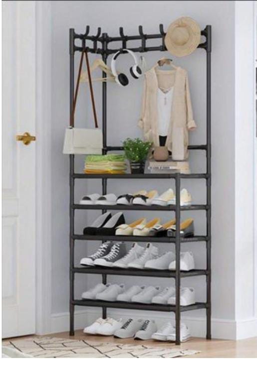 Simple & Stylish Corner Coat Rack with Shoe Storage