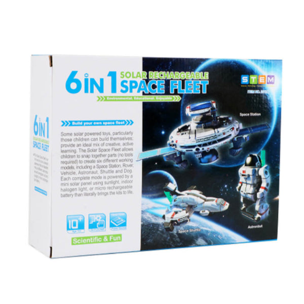 Solar-powered 6-in-1 robot kit for kids aged 7+, featuring models that can move, crawl, roll, and float on water, designed to teach children about robotics and renewable energy.