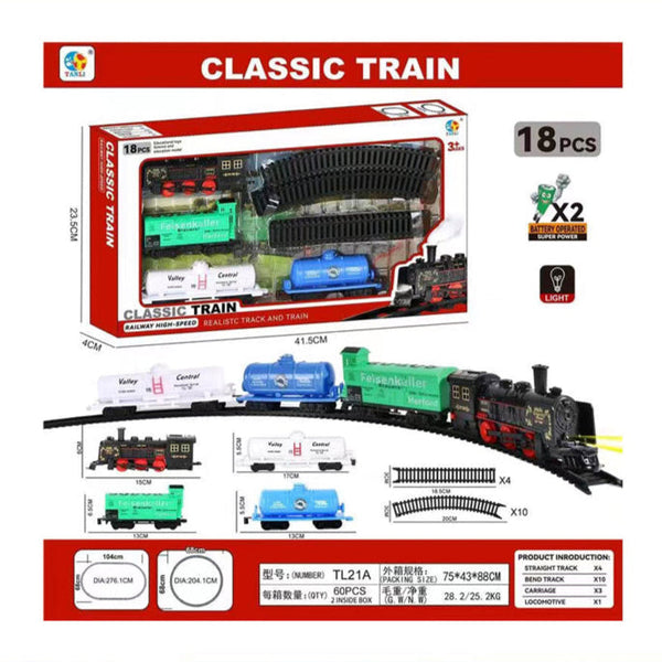 Classic Train Track Set for Kids - 18 Pcs/Set