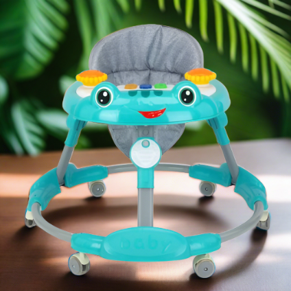 Foldable Round Baby Walker with Cute Frog Face