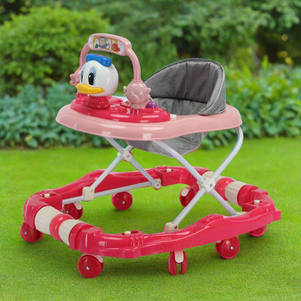 Donald Duck Face Foldable Round Baby Walker with Rocker 2-in-1