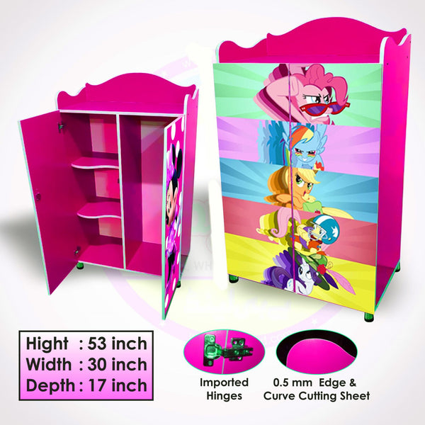 Pink Cartoon-Themed MDF Wardrobe for Girls