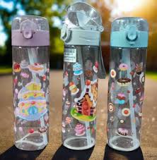 Cute Printed Water Bottle with Straw 1000ml