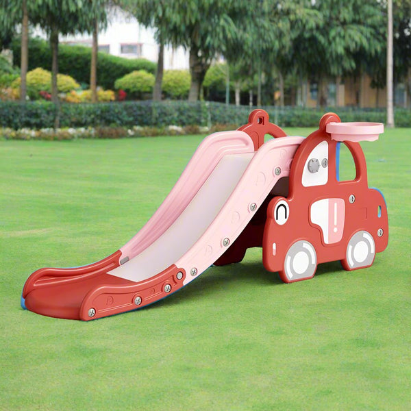 Car Theme Slide With Basketball Hoop (L-61" W-26" H-25")