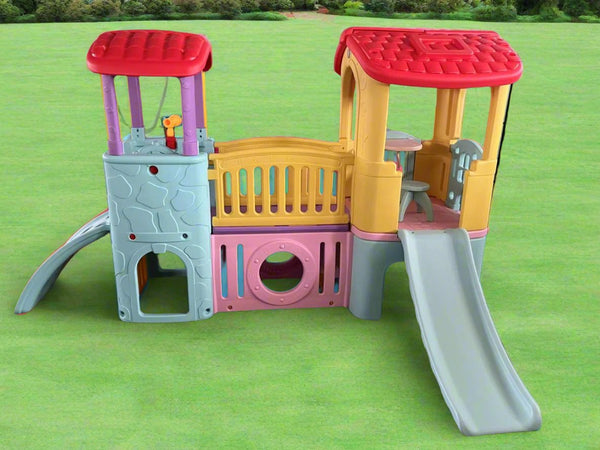 Jumbo Play House with Slides (L-118" W-68" H-55")