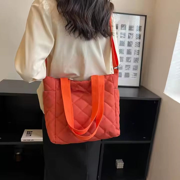 Simple Quilted Nylon Tote Bag