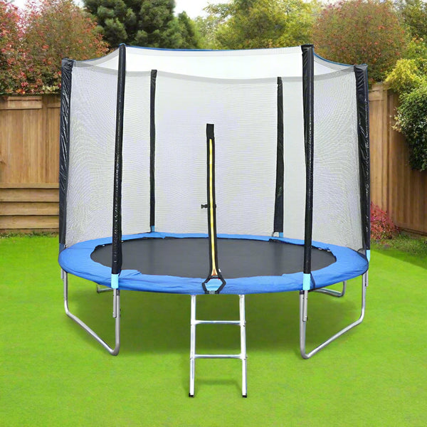 10ft Outdoor Trampoline with Safety Enclosure and Ladder