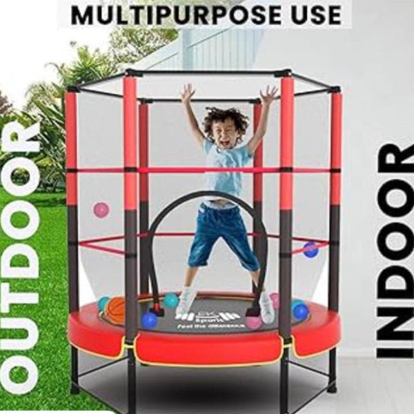 JumpJoy 55-Inch Trampoline with Alloy Springs & Safety Net
