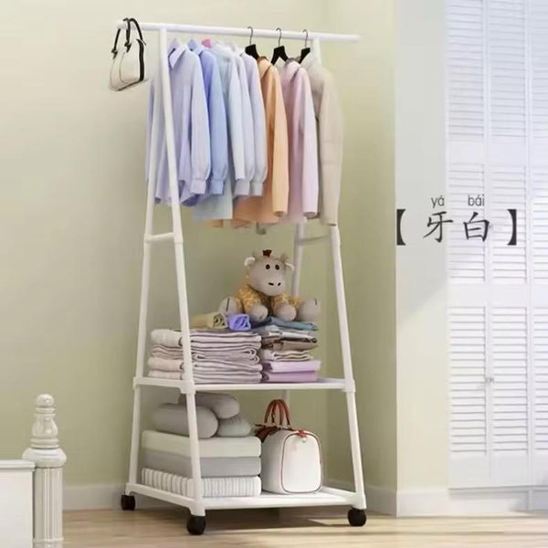 Clothing Garment Rack With 2-Tier Storage Shelves