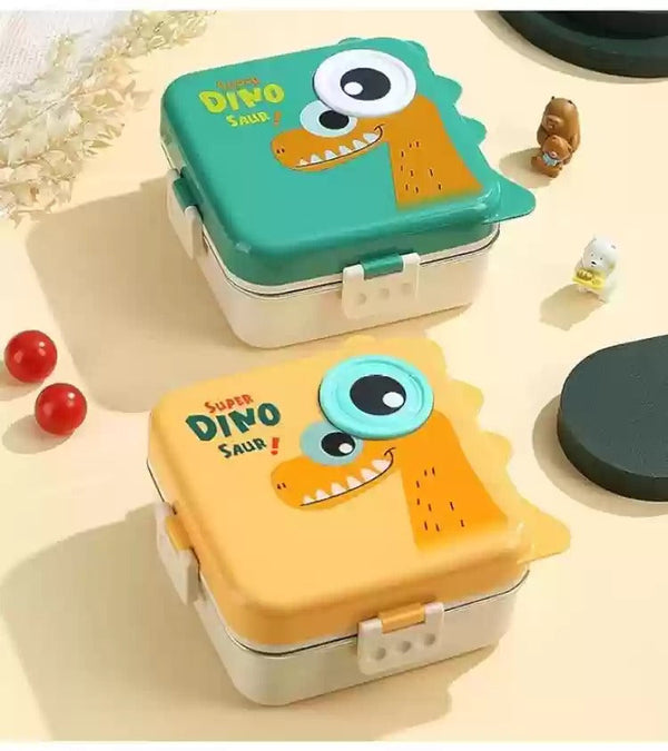 Dinosaur Bento Lunch Box for Kids, Stainless Steel with Lids