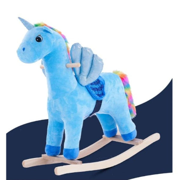 Aqua Marine Blue Plush Unicorn Rocker