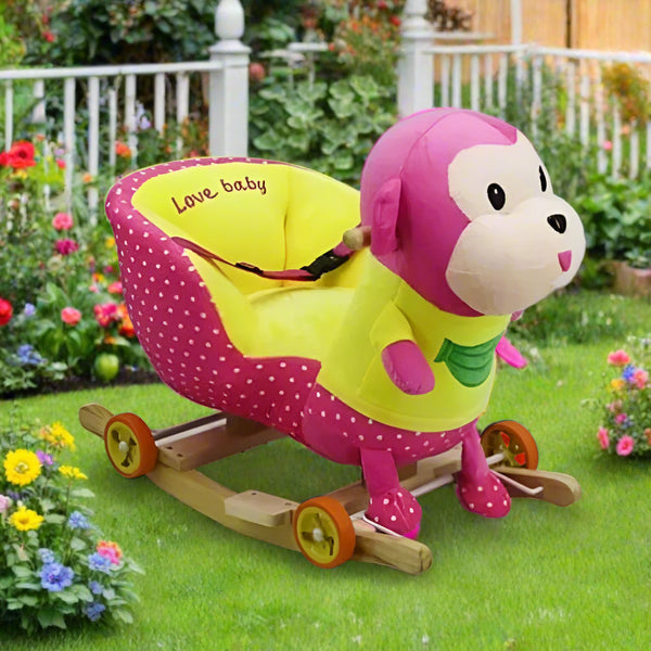 Plush Monkey 2-in-1 Rock and Ride-On Toy