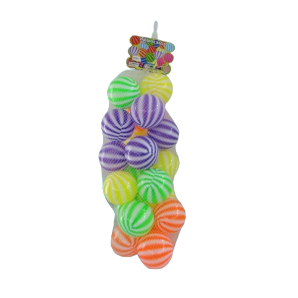 Plastic Colourful Stripe Balls - 20 Pcs