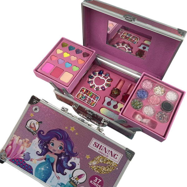 Premium Unicorn Makeup Beauty Box for Kids – 37-Piece Shining Cosmetic Play Set in Metal Case