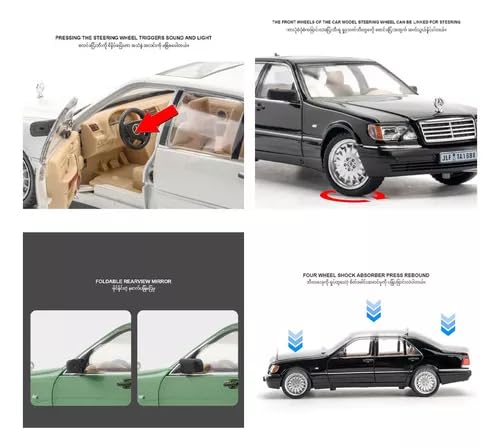 1:24 Mercedes-Benz W140 S320 model car – open hood showing detailed engine