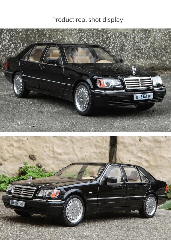 Diecast Mercedes-Benz W140 S320 model car with working headlights and realistic sound