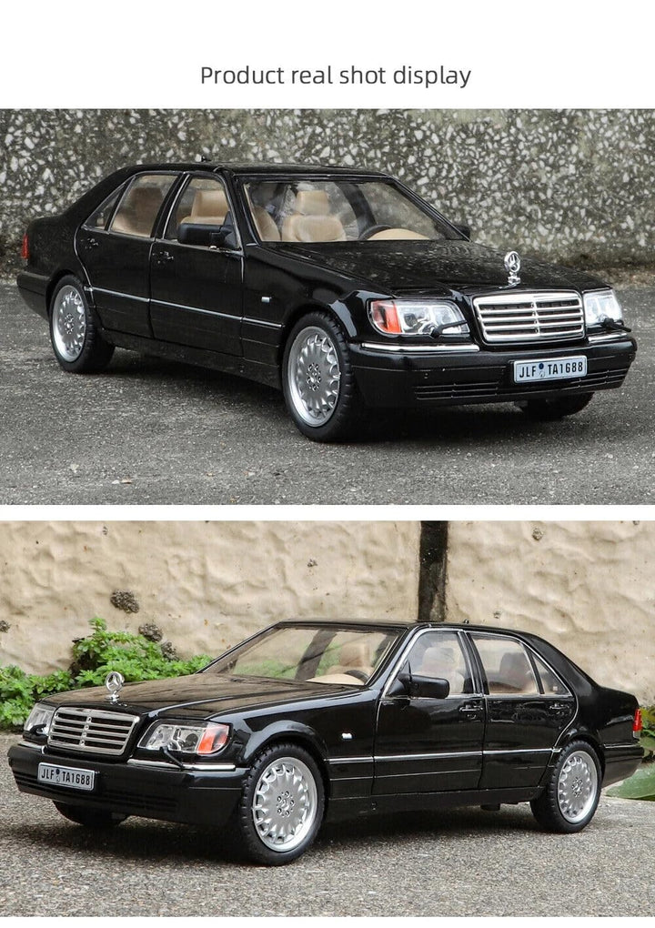 Diecast Mercedes-Benz W140 S320 model car with working headlights and realistic sound