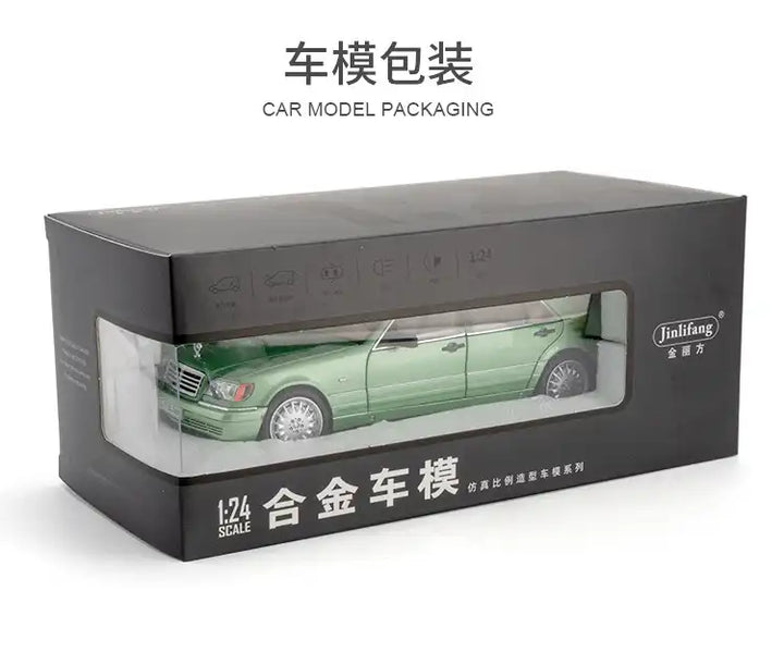 1:24 Mercedes-Benz W140 S320 Classic Diecast Model Car Green gift packaging