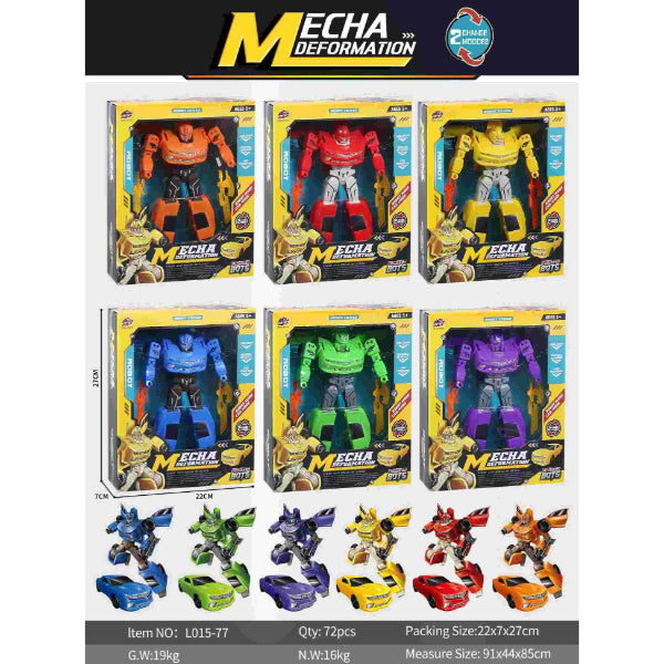 Transforming robot car toy with mecha deformation, featuring intricate design and durable construction, suitable for kids aged 6+ to encourage creativity, problem-solving, and fine motor skills.